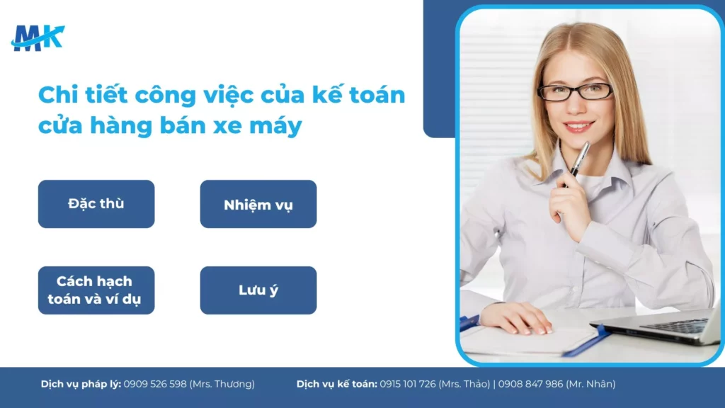 Chi tiết công việc của kế toán cửa hàng bán xe máy