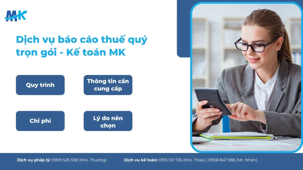 Báo giá dịch vụ báo cáo thuế quý trọn gói từ 500.000 đ/tháng