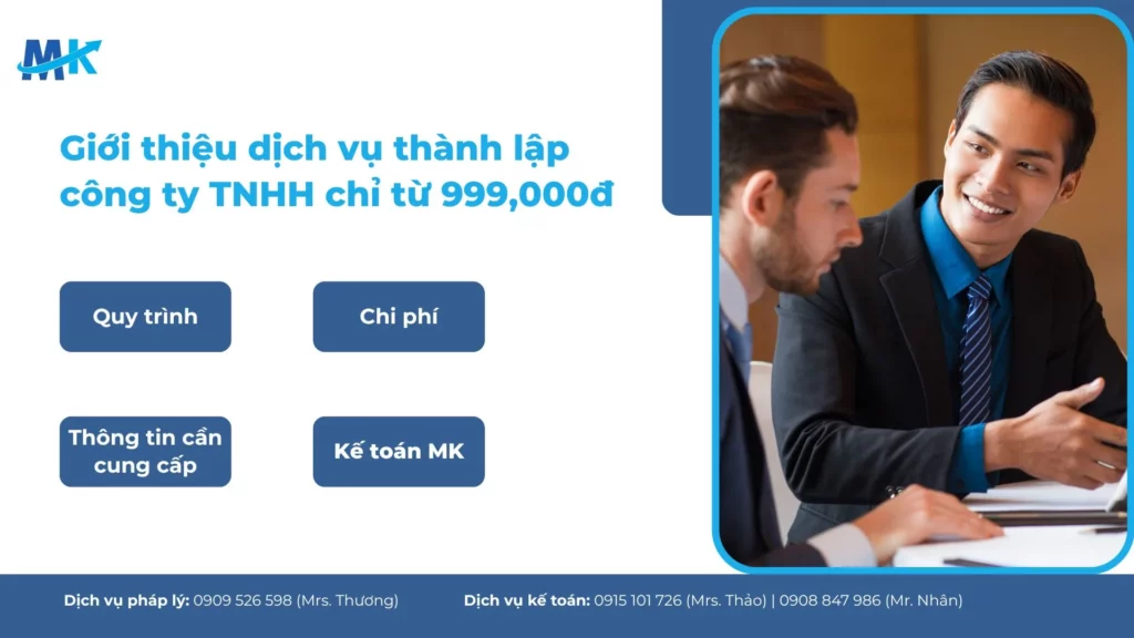 Giới thiệu dịch vụ thành lập công ty TNHH chỉ từ 999,000đ