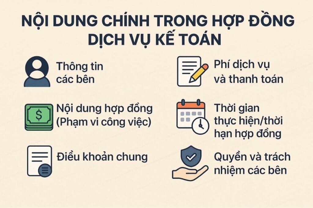 nội dung của hợp đồng dịch vụ kê toán