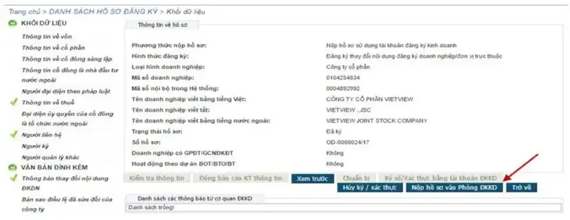 nộp quy trình giải thể qua mạng nhanh