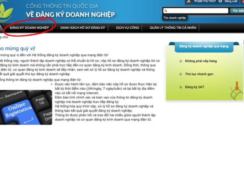 từng bước nộp quy trình giải thể qua mạng