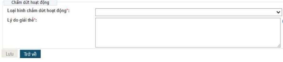 Bước 7: Chọn loại hình và điền lý do giải thể hộ kinh doanh