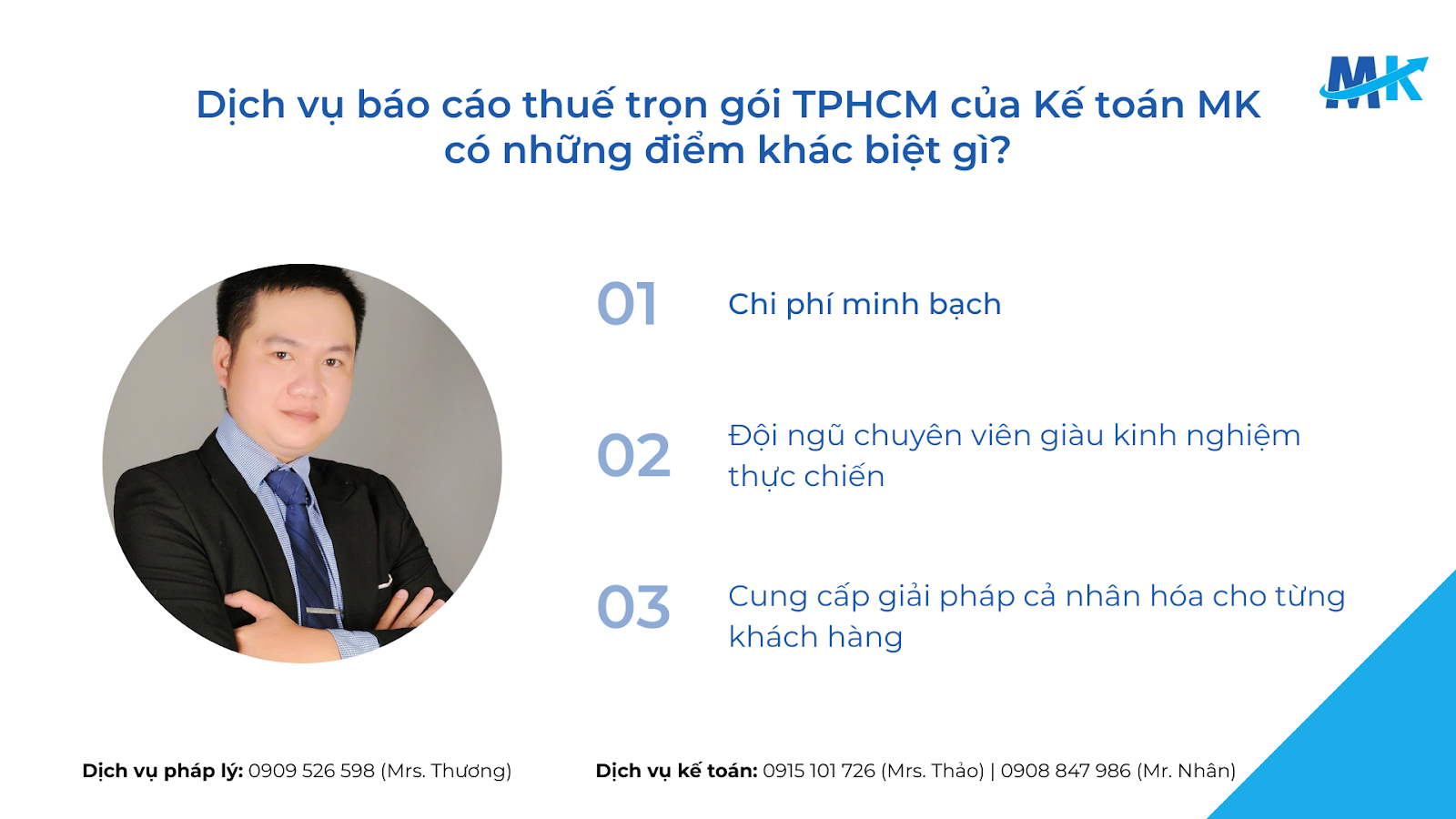 Dịch vụ báo cáo thuế trọn gói TPHCM của Kế toán MK sở hữu ba lợi thế cốt lõi