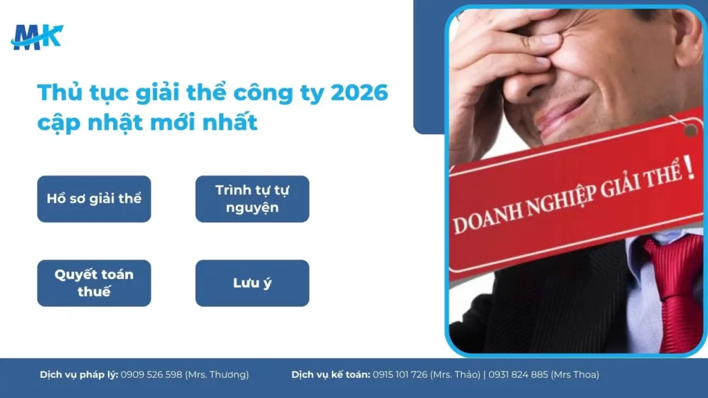 Thủ tục giải thể công ty: Trường hợp, hồ sơ, trình tự và quyết toán thuế 2026