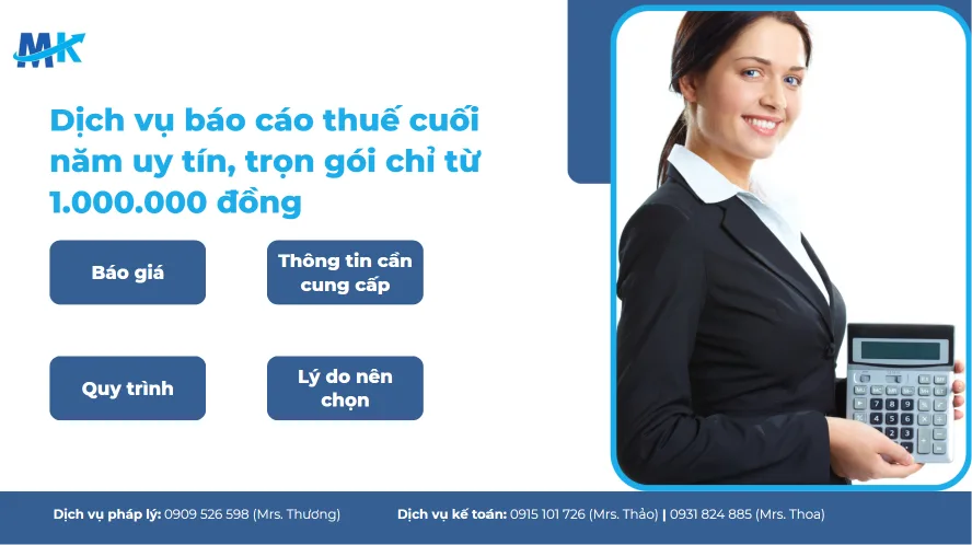 Dịch vụ báo cáo thuế cuối năm uy tín, trọn gói chỉ từ 1.000.000 đồng