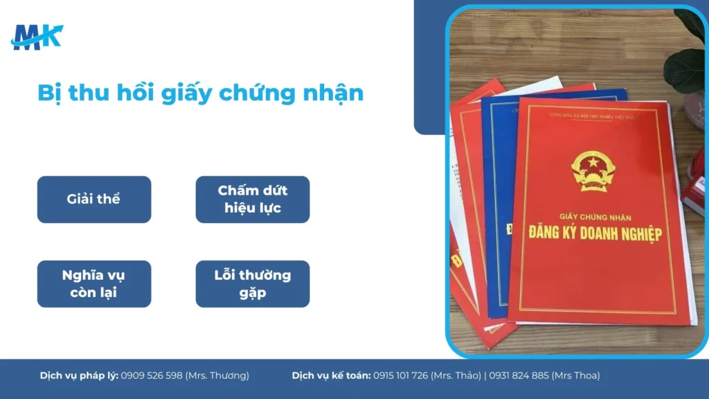 2 luồng xử lý mã số thuế khi bị thu hồi giấy chứng nhận đăng ký doanh nghiệp