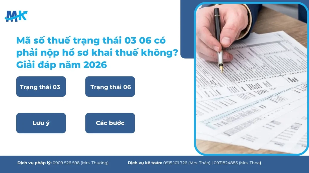 Mã số thuế trạng thái 03 06 có phải nộp hồ sơ khai thuế không