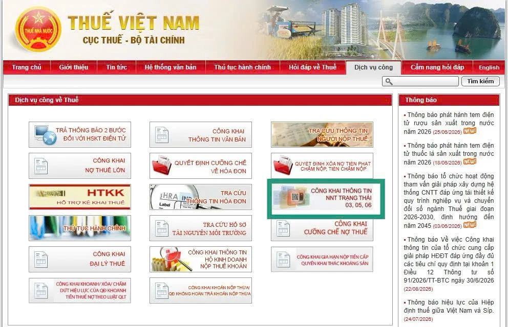 tra cứu th&ocirc;ng tin người nộp thuế trạng th&aacute;i 03, 05, 06 bước 3