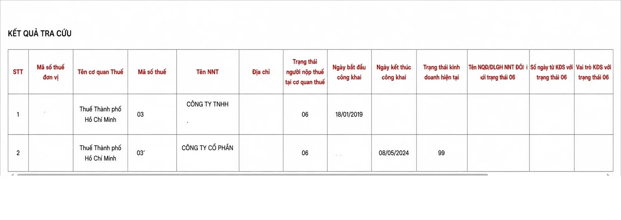tra cứu th&ocirc;ng tin người nộp thuế trạng th&aacute;i 03, 05, 06 bước 4.2.2