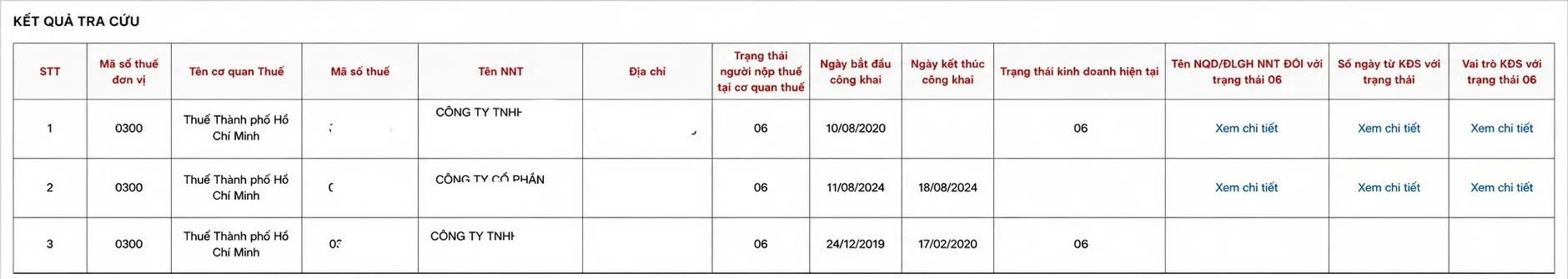 tra cứu th&ocirc;ng tin người nộp thuế trạng th&aacute;i 03, 05, 06 bước 4.2
