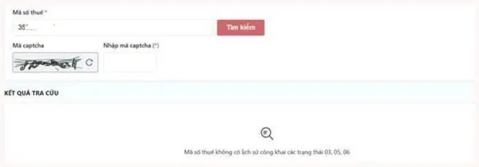tra cứu th&ocirc;ng tin người nộp thuế trạng th&aacute;i 03, 05, 06 bước 5