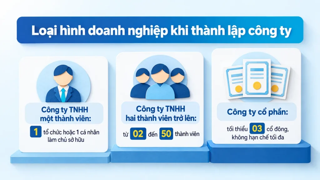 Infographic 3 loại hình công ty khi cân nhắc có nên mở công ty