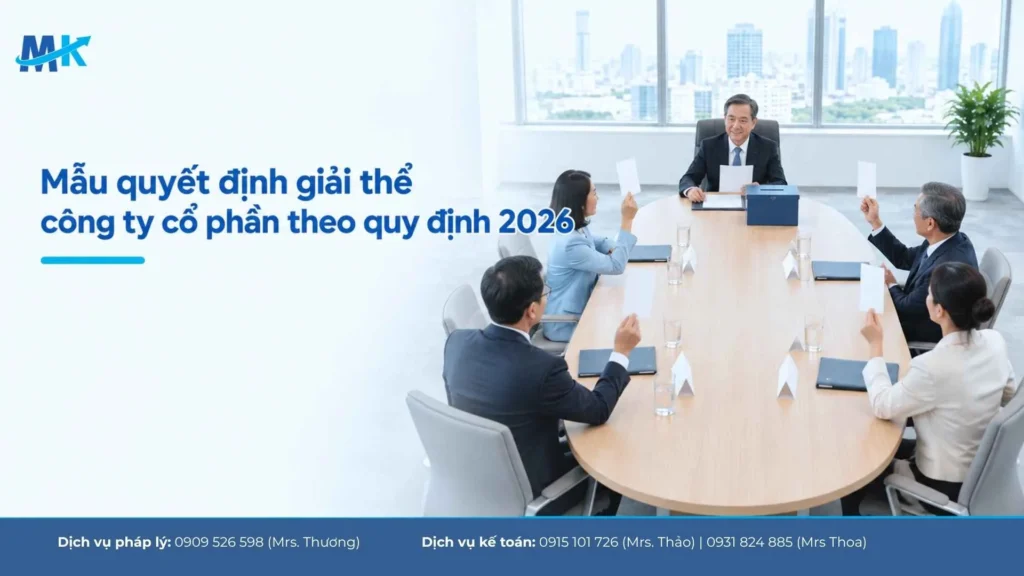 Cổ đông biểu quyết bên bàn có mẫu quyết định giải thể công ty cổ phần