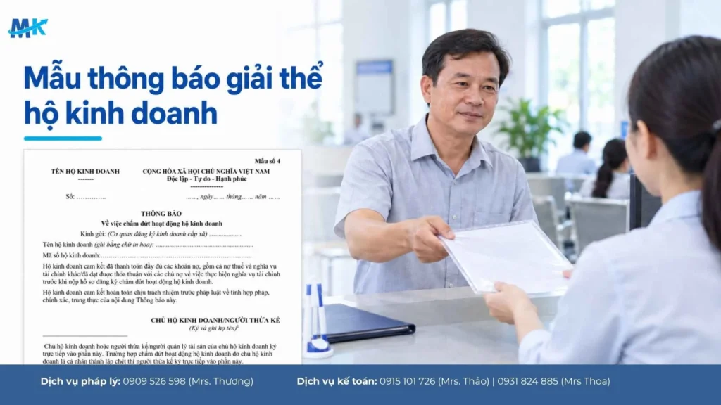 Mẫu thông báo giải thể hộ kinh doanh cập nhật mới nhất 2026